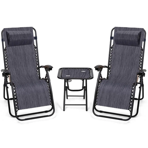 Zero Gravity Chairs Set of 2 w/ Table & Headrest
